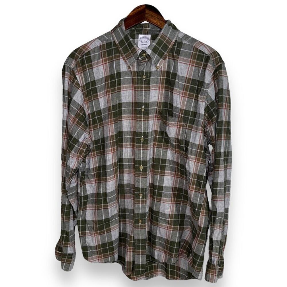 Plaid Brooks Brothers Regent Fit Flannel Button Down Shirt L
